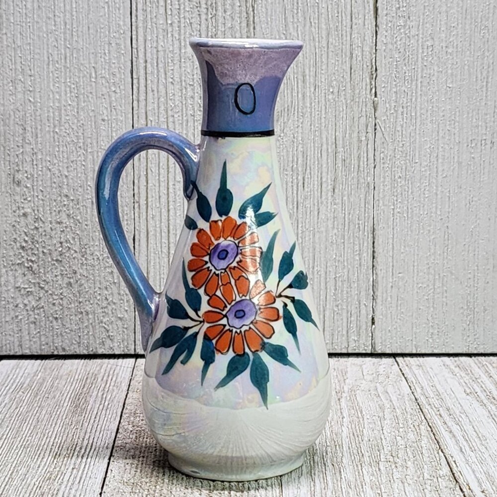 Vintage Chikaramachi Lusterware Oil or Vinegar Cruet Pitcher Porcelain 5'' Tall